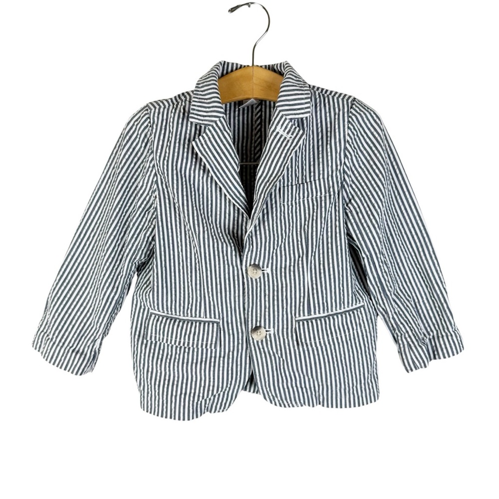 Janie and Jack Blazer Jacket Seersucker Size 2T Navy White